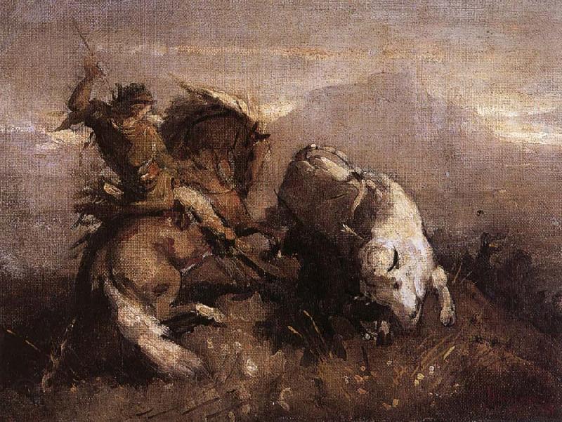 Nicolae Grigorescu Dragos Fighting the Bison Spain oil painting art